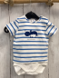 Preview: Bellybutton  Playsuit  Gr. 62  weiß hellblaue Streifen Nilpferde 
