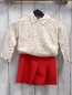 Preview: Paul Smith  Kleid  Gr. 98  creme Oberteil mit bunten Herzen roter Rock 
