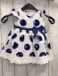 Preview: Smart Heart Rose  Kleid  Gr. 68  weiß blaue Punkte Lochstickerei 