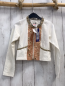 Preview: neu Lofts  Sweatjacke  Gr. 116  creme rosa mit gestickten Blumen + goldenen Blättern sand Rüschenkragen NP 44, 95€