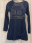 Preview: Desigual  Kleid  Gr. 146/152  blau grau + bunte Bumen goldene Nähte 