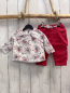 Preview: 2tlg Sergent Major  Bluse + Hose  Gr. 68  weiß Blumen + rot gefüttert 