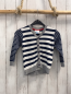 Preview:  Strickjacke  Gr. 92  blau weiße Streifen grauer Bund + graue Aufnäher an den Ellenbogen