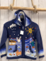 Preview:   Strickjacke Gr. 116  blau hellblaue Streifen Landschaft mit Tieren Kapuze 