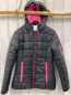 Preview:   Winterjacke  Gr. 146/152  grau schwarrzer Bund mit pink Schrift pink Reißverschlüsse 