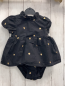 Preview: H&M  Playsuit  Gr. 68  schwarz goldene Herzen Rüschenbund 