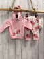 Preview: 3tlg Baby Sweets  Pullover Jogginghose + Stirnband  Gr. 68  rosa + weiß mit Blumen 