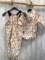 Preview: Sterntaler 2tlg  Regenanzug  Gr. 80  creme Blumen silber Reflektorstreifen 