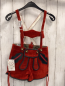 Preview: neu St Peter Trachten  Ledershorts  Gr. 98  rot grauer Bund mit Latz 