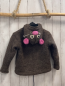 Preview: Sternstunde Wolljacke Gr. 110  braun 100 % Wolle rosa Bommel