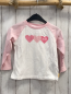 Preview: Steiff  Langarmshirt  Gr. 92  weiß rosa Ärmel Herzen 