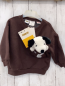 Preview: neu zara 2tlg Pullover Gr. 80  braun weiße Schrift + Plüschhund in Brusttasche NP 25,95€
