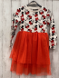 Preview: Disney  Kleid  Gr. 122/128  weiß Minnie Mouse Köpfe roter Tüllüberrock 