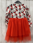 Preview: Disney  Kleid  Gr. 122/128  weiß Minnie Mouse Köpfe roter Tüllüberrock 