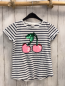 Preview: H&M  T-Shirt  Gr. 122/128  weiß blaue Streifen Pailettenkirschen 