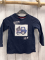 Preview: H&M  Langarmshirt  Gr. 98  blau Pailettenbild Lastwagen weiße Schrift 