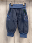 Preview:   Hose  Gr. 68  grau Kord + blau mit Dino Palme Steine hellblauer Bund 