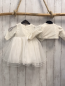 Preview: 2tlg Gala Strickjacke + Kleid  Gr. 74  weiß Spitze goldenes Glitzerband Tüllrock