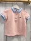 Preview: Lacoste  T-Shirt  Gr. 104  rosa hellblau weiß gestreifter Kragen + Ärmelsaum 