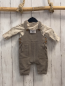 Preview: 2tlg  Langarmshirt + Latzhose  Gr. 68  beige Dinos + grau Rippen 