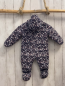 Preview: 2tlg Steiff  Winteroverall + Schühchen  Gr. 62  dunkelblau Blumen Kapuze Plüschbärenkopf 