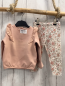 Preview: 2tlg  Pullover + Leggings Gr. 80  rosa Lochmuster Rüsschen + weiß Blumen