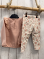 Preview: 2tlg  Pullover + Leggings Gr. 80  rosa Lochmuster Rüsschen + weiß Blumen