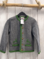 Preview: Stassny Salzburg Strickjacke Gr. 104  grau grüner Bund 100% Merinowolle