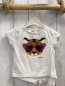 Preview: DKNY T-Shirt  Gr. 74  hellgrau Tigerkopf mit Glitzer + Glitzerbrille 