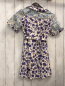 Preview: Zara  Kleid  Gr. 140  hellgrau lila Blumen petrol hellgraue gestreifte Ärmel + Knopfleister mit Blumen 