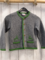 Preview: Stassny Salzburg  Strickjacke  Gr. 110  grau grüner Bund Trachtenknöpfe 100 % Merinowolle 