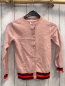 Preview:   Strickjacke  Gr. 122  rosa mit Glitzer + weinrot roter Streifensaum 