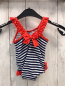 Preview: H&M Badeanzug Gr. 62  blau weiß gestreift rote Ärmel Blumen