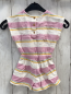 Preview: zara Playsuit Gr. 92  weiß rosa gelb mint gestreift musselin