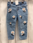 Preview: H&M Hose Gr. 86  blau Jeans gestickte Blumen Bund verstellbar
