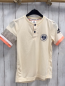 Preview: Adidas Sportshirt Gr. 128  creme schwarz weiß aprikot Streifen am Bund