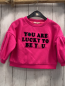 Preview: Billieblush  Pullover  Gr. 86  pink schwarze Schrift mit Herz + Kleeblatt 