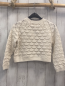 Preview: Zara  Pullover  Gr. 128  weiß Strick Zöpfe Noppen schwarzer Bund 