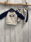 Preview: 2tlg H&M  Pullover + Leggings  Gr. 56  beige blaue Ärmel Auto + beige blaue Seitenstreifen 
