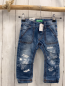 Preview: Benetton Hose  Gr. 80  blau Jeans weiße Bilder + Schrift Bund verstellbar 