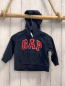 Preview: GAP  Fleecejacke  Gr. 80  blau Kapuze rot weiße Schrift 