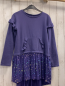 Preview: Benetton Kleid  Gr. 158  lila + Rock mit Glitzerpunkten