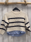 Preview: Zara  Pullover  Gr. 110  weiß blaue Streifen Strick Zöpfe hellblauer Blusensaum 