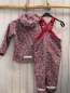 Preview: 2ltg  Regenanzug  Gr. 110  rosa mit Blumen rotes Fleecefutter 