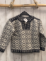 Preview: JM Finland  Pullover  Gr. 122  weiß graue Rauten dunkelgrau hellgrauer Streifenbund 100 % Wolle 