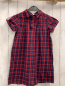 Preview: Jacadi  Sommerkleid  Gr. 140  rot blau schwarz weiß kariert Knopfleiste mit Rüschenbund 