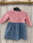 Preview: Steiff  Kleid  Gr. 68  rosa weiß gestreiftes Oberteil Jeansrock mit Bärenkopf 