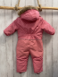 Preview:   Winteroverall Gr. 86  rosa weiße Punkte Kapuze mit Fellbund Knebelknöpfe 