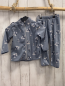 Preview: 2tlg H&M  Fleecejacke + -leggings  Gr. 92  hellgrau Fleece Blumen 