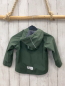 Preview:   Regenjacke  Gr. 80  kiwi gummiert Kapuze blau weiß gestreiftes Futter 